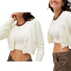 Urban Outfitters Ivory Cropped Cardigan